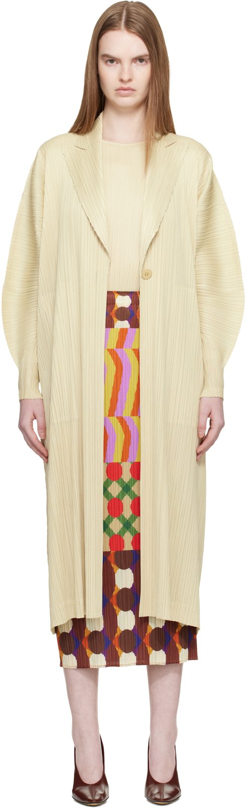 PLEATS PLEASE [이세이 미야케] Beige Monthly Colors December Coat 261941F059004