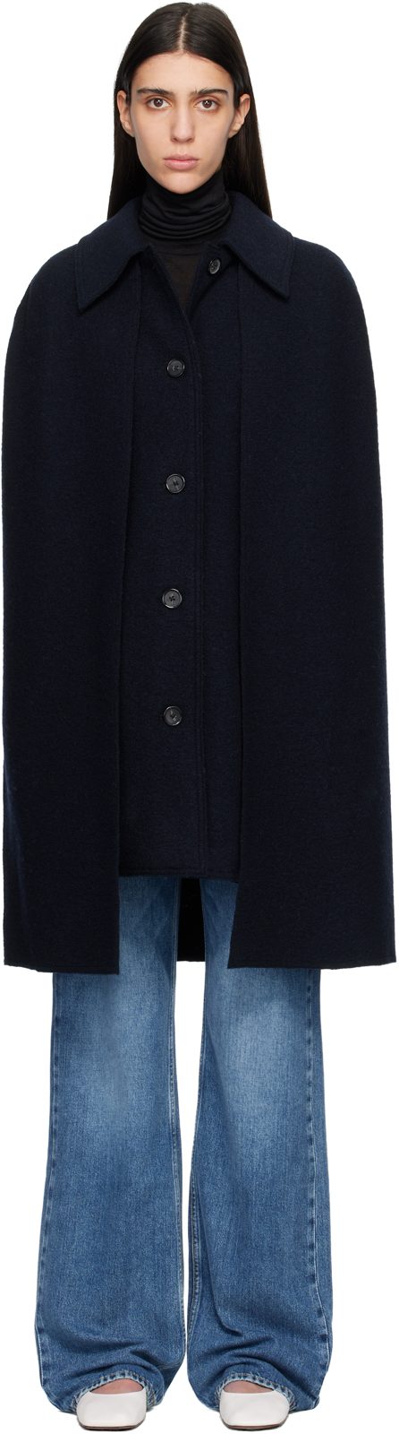 TOTEME Navy Cape Coat 261771F059007