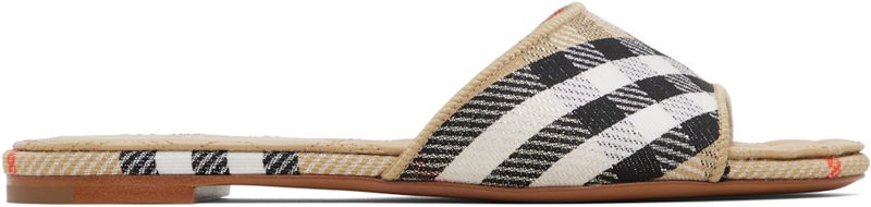 Tan Check Sloane Slides 261376F124000