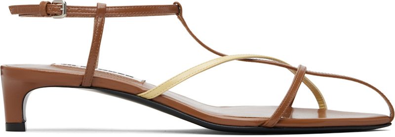 Tan Cage Low Heeled Sandals 261249F125002