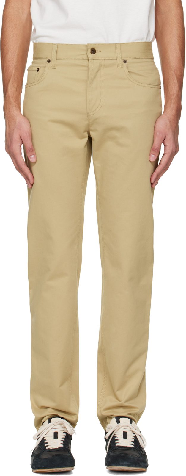 Beige Logo Patch Jeans 261376M186002