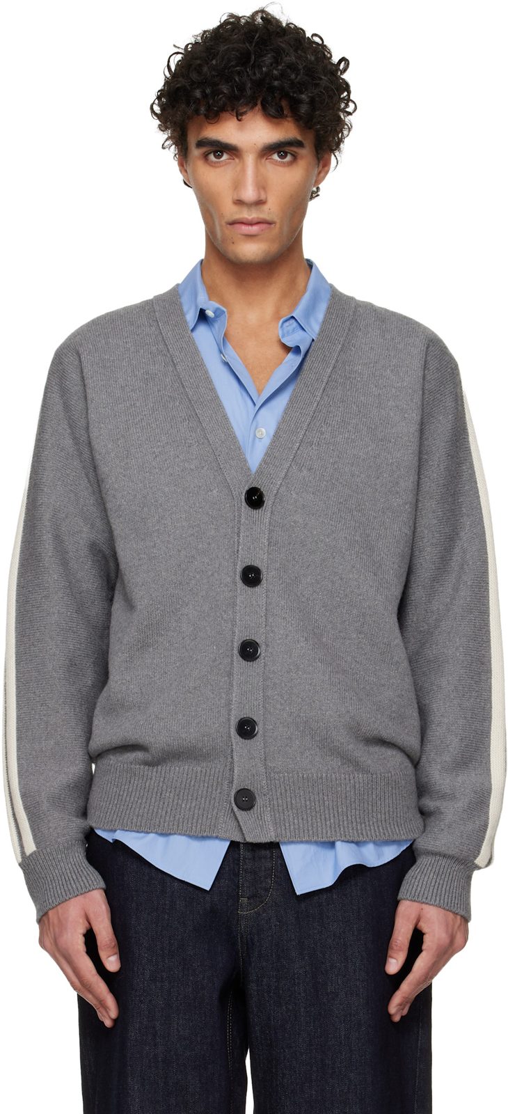 Gray Cashmere Cardigan 261249M200001