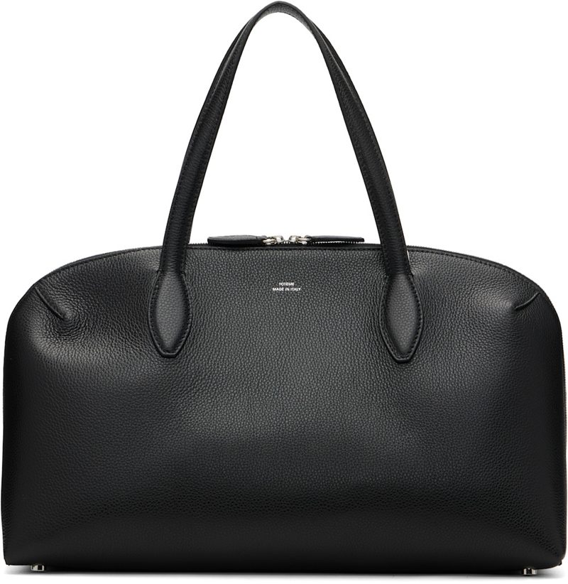 TOTEME Black Medium Grained-Leather Day Tote 261771F049000
