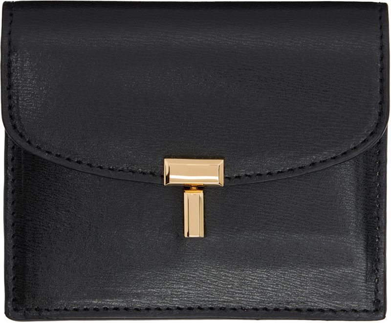 TOTEME Black T-Lock Leather Card Holder 261771F037000