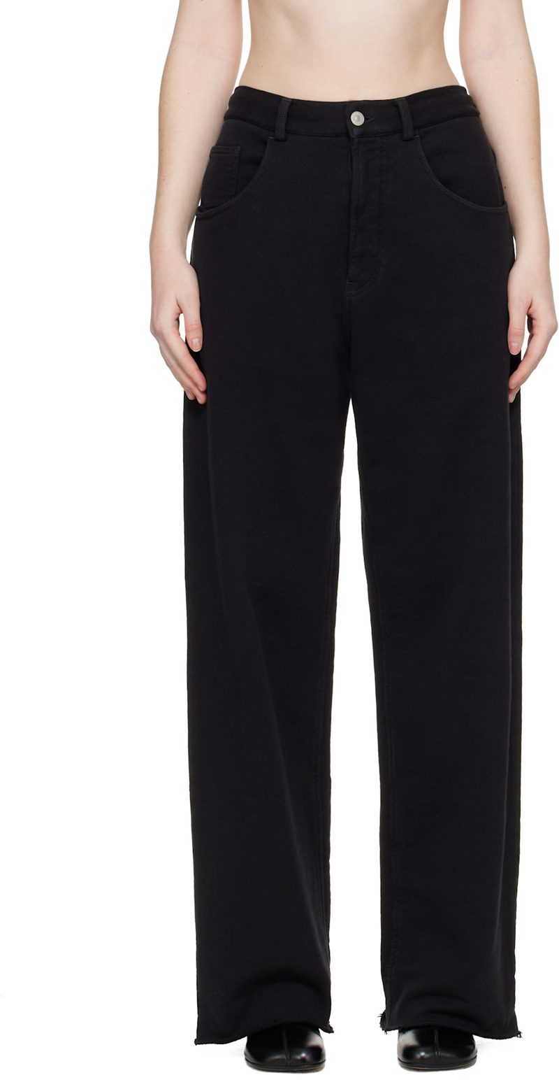 Black Wide-Leg Cotton Trousers 261188F086009