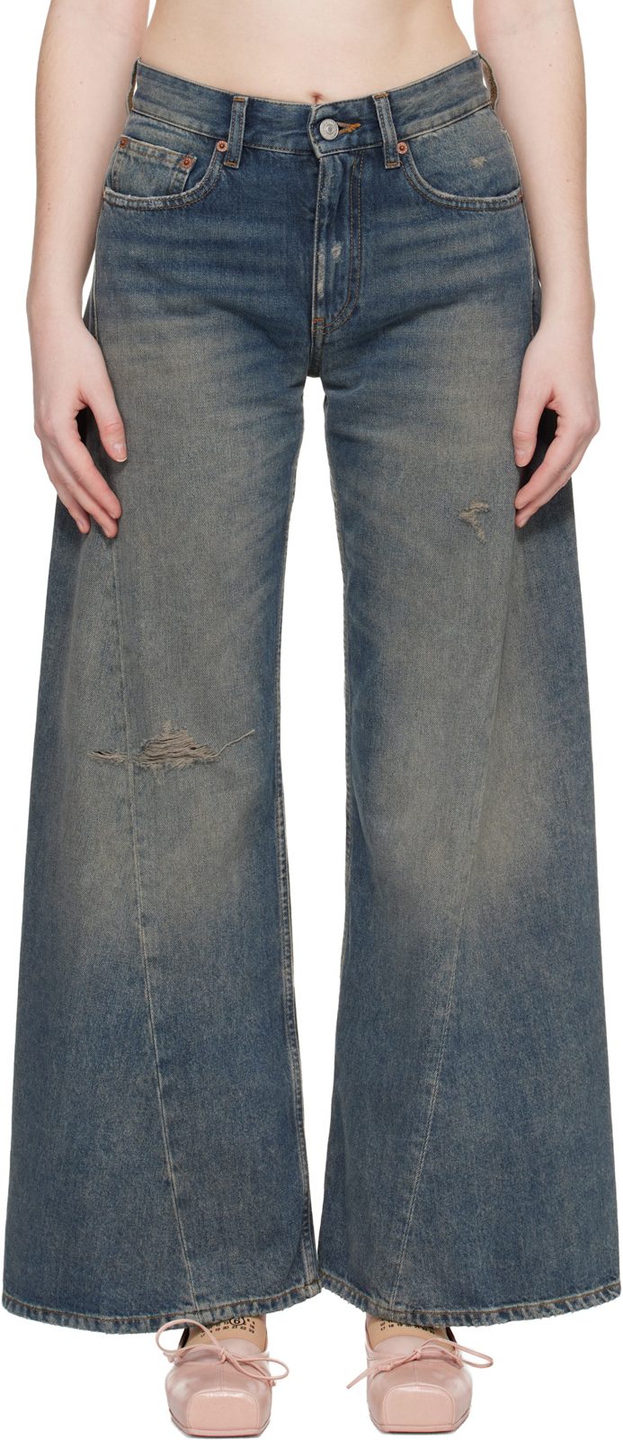 Blue Distressed Jeans 261188F069008