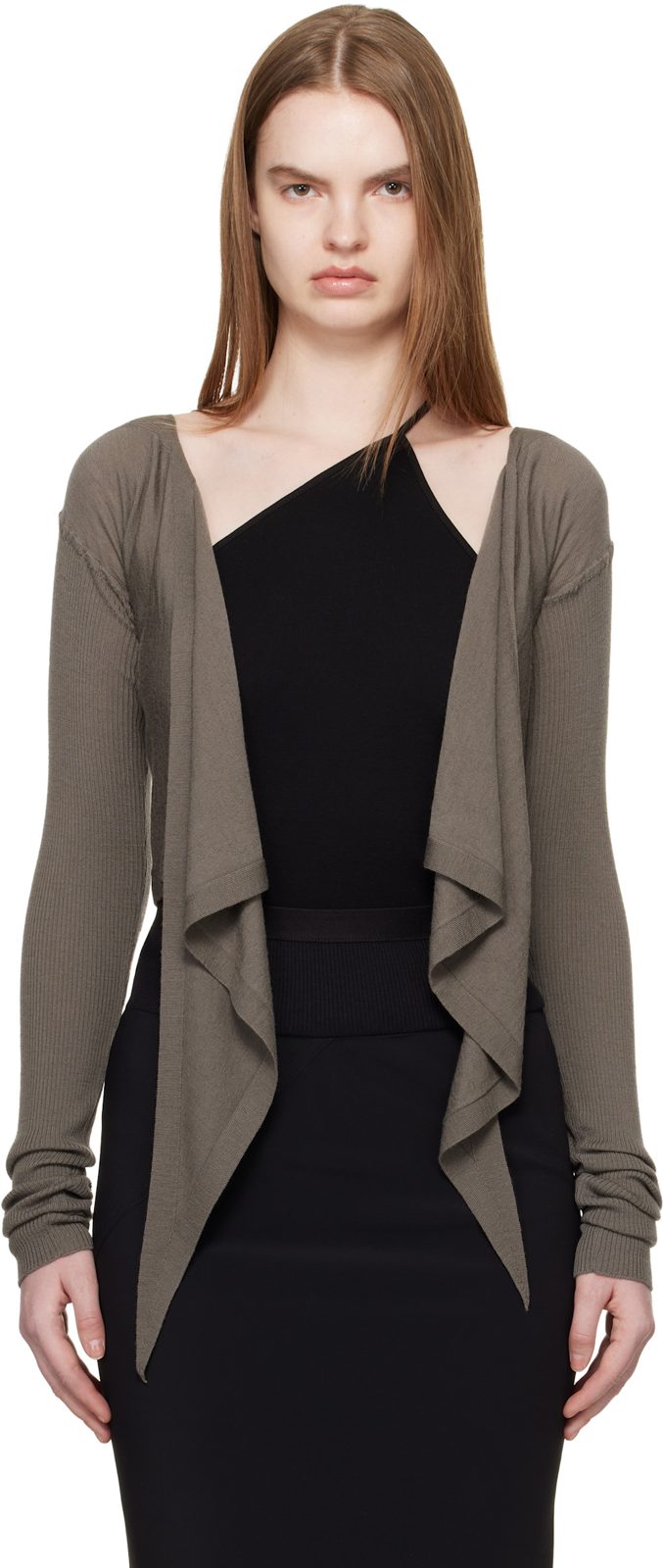 Gray Temple Crop Wrap Top 261232F110044