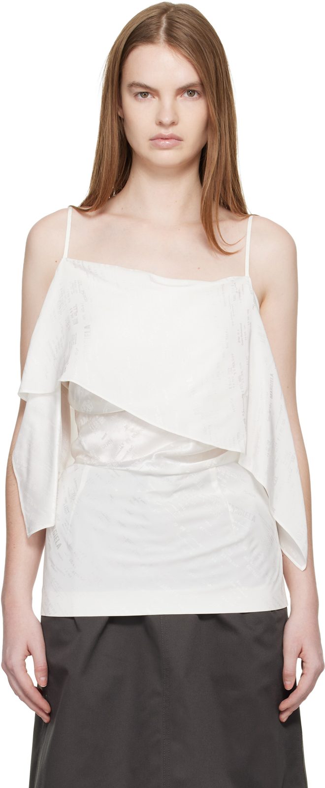 Off White Folded Jacquard Camisole 261188F111000