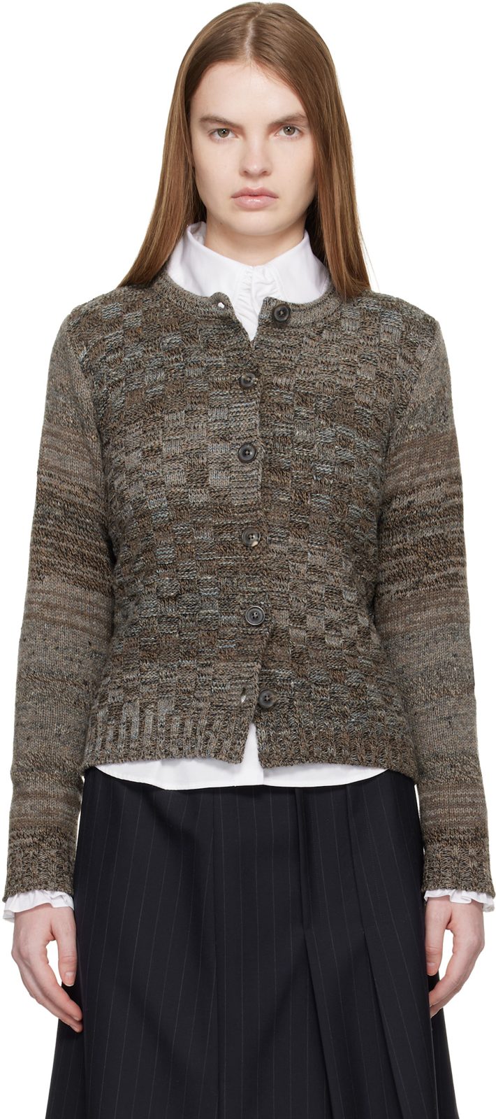 Brown Knit Cardigan 261168F095002