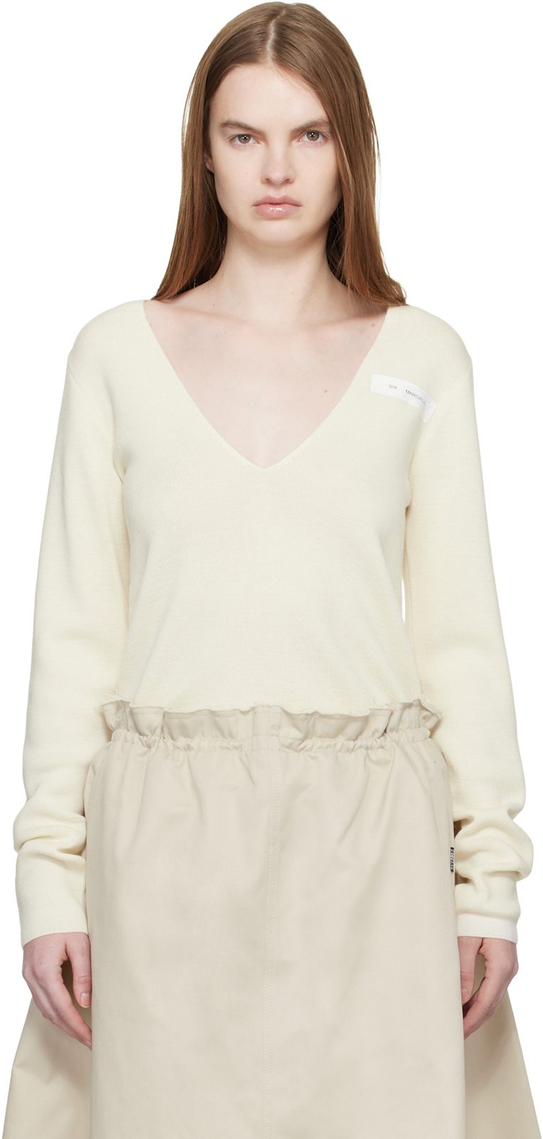 오프화이트 V-Neck Wool Sweater 261188F100002