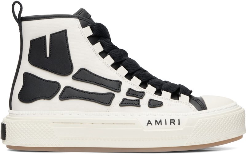 Black & White Skel Court Hi Sneakers 261886M236005