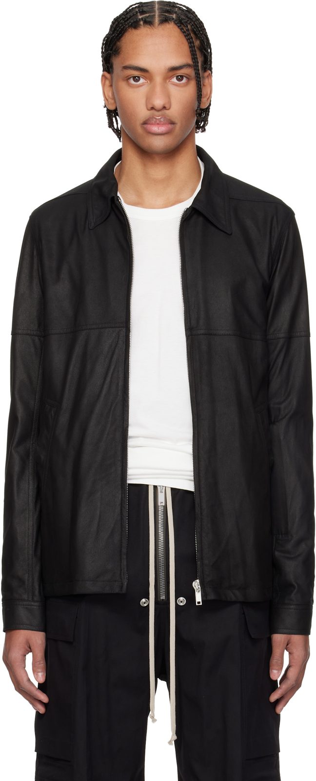 Black Temple Brad Leather Jacket 261232M181006