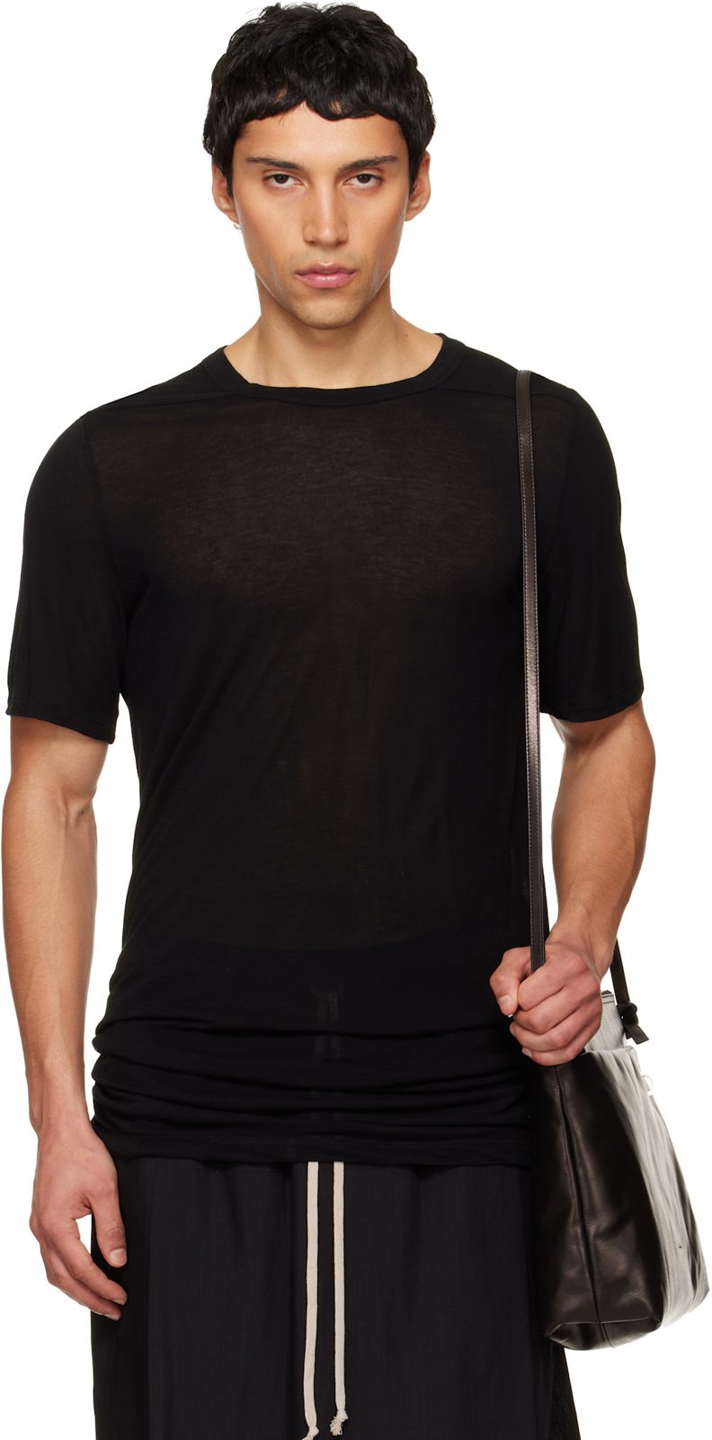 Black Temple Level Silk T-shirt 261232M213058