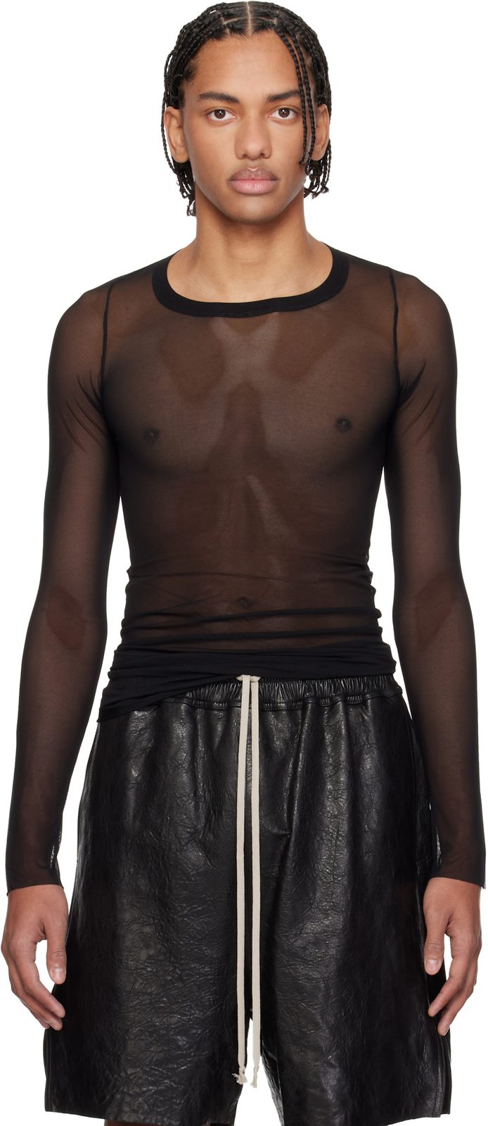 Black Temple Rib LS T-shirt 261232M213029