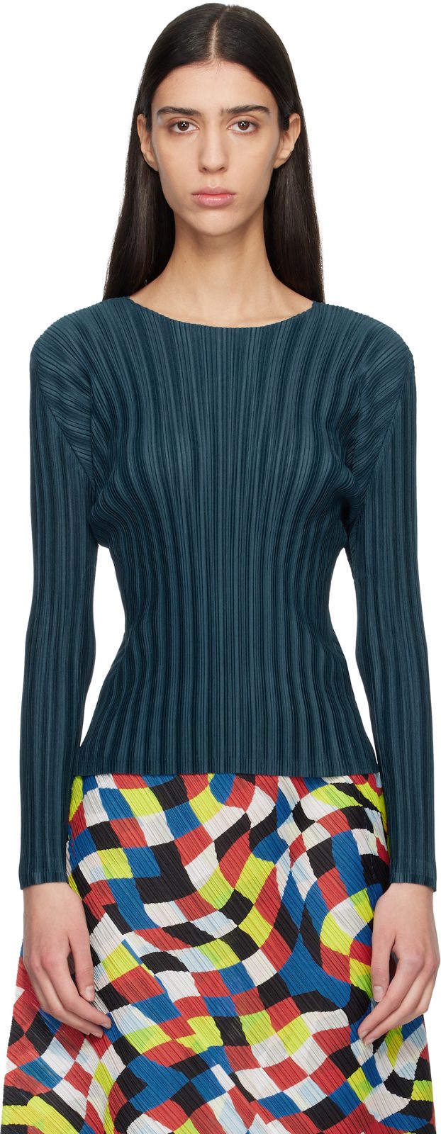 Pleats PLEASE [이세이 미야케] Navy Rib November Top 261941F110005