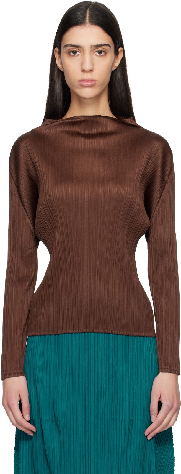 PLEATS PLEASE [이세이 미야케] Brown Monthly Colors November Top 261941F099006