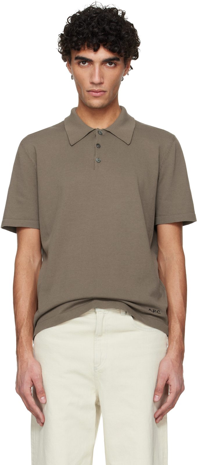 Khaki Knit Polo 261252M212014