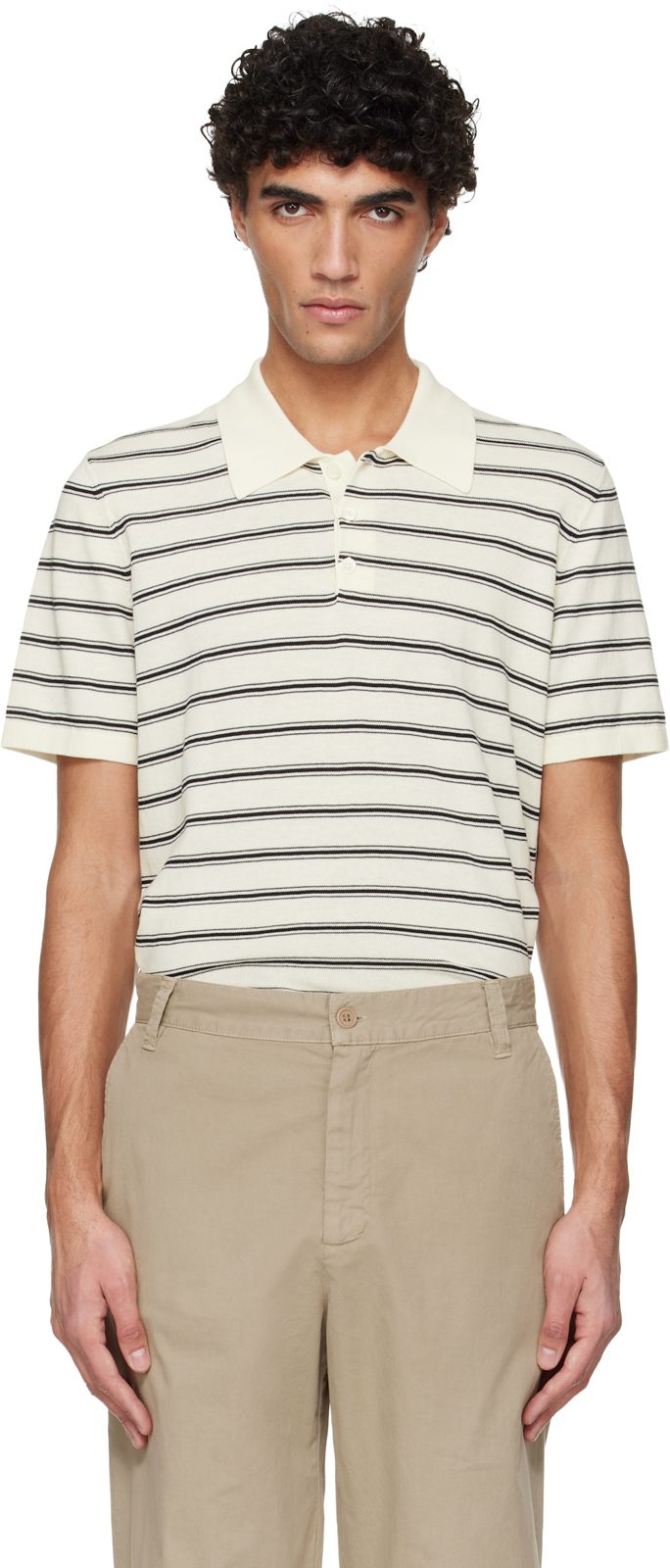 오프화이트 & Black Knit Polo 261252M212013