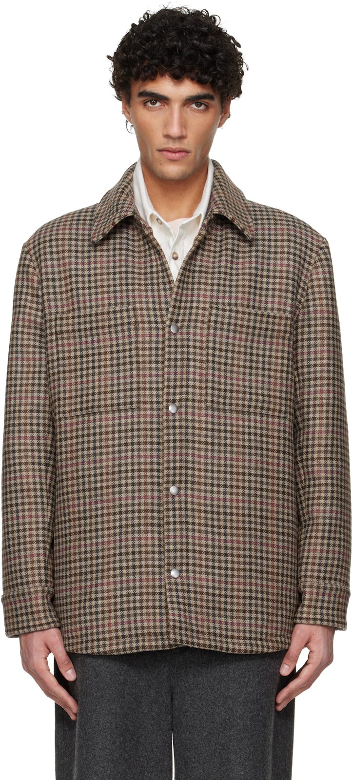 Brown Tweed Overshirt 261252M192037