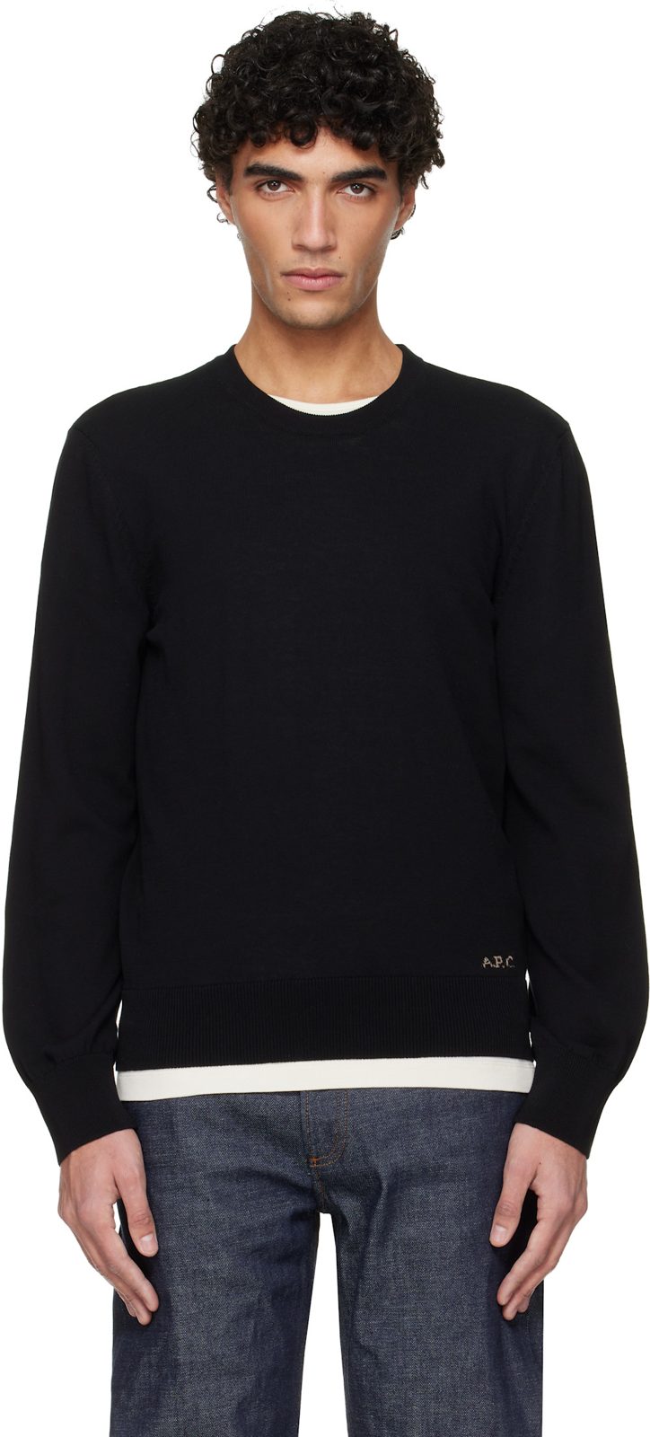 Black Cotton Sweater 261252M201006