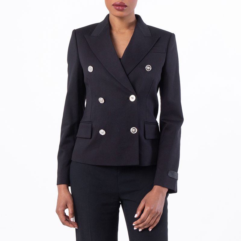 Crop Double-Breasted Wool Blazer