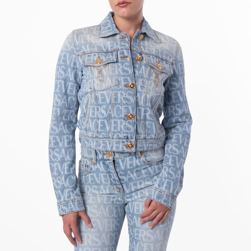 Denim Long-Sleeve Cropped Jacket