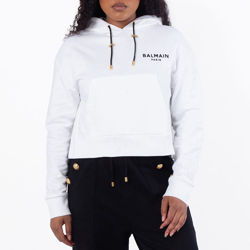 Cropped Cotton Flock Hoodie
