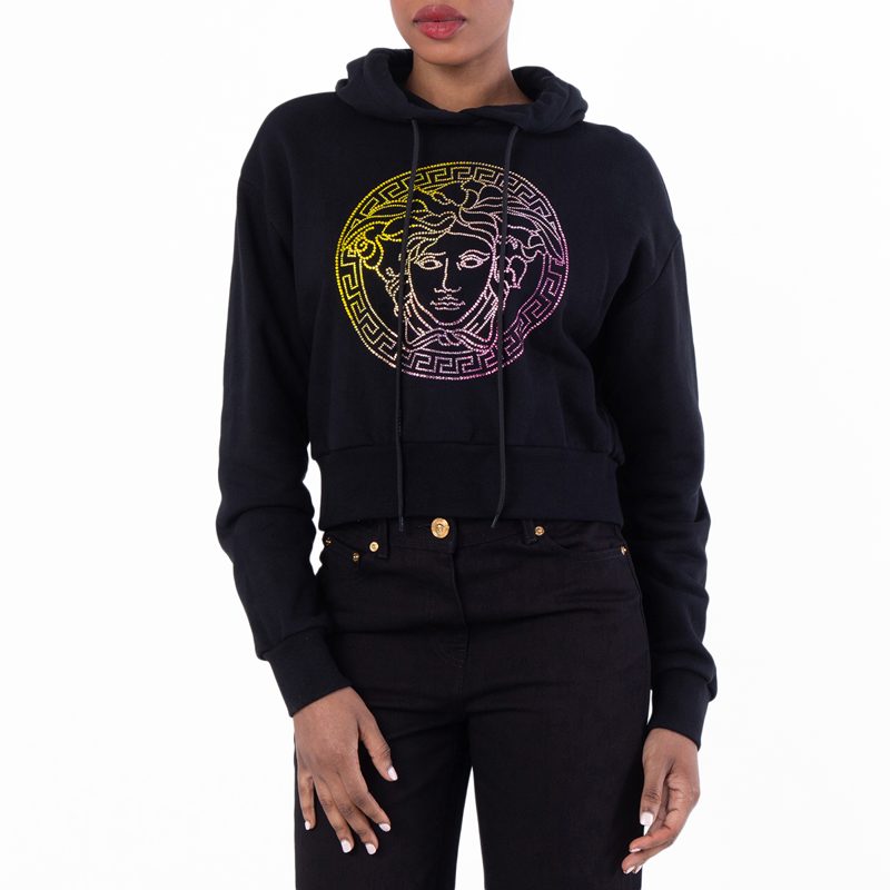 Medusa Crystal Embellished Hoodie
