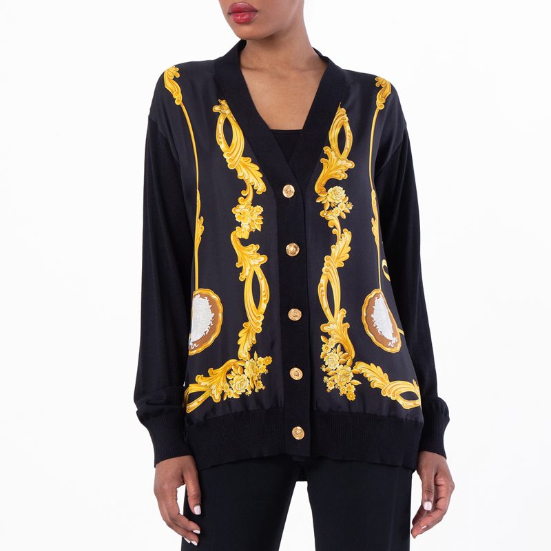 Womens Baroque Printed V-Neck Cardigan