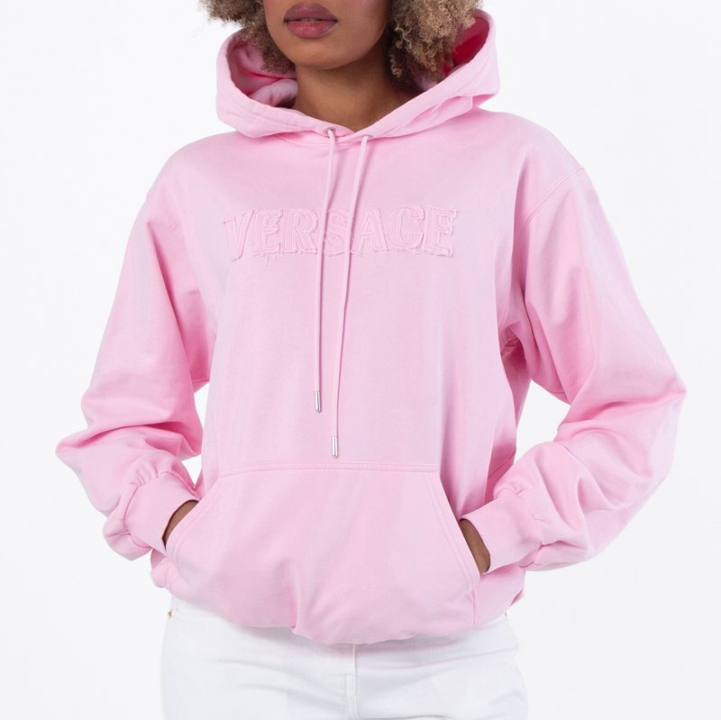 Fringed Embroidered Logo Hoodie