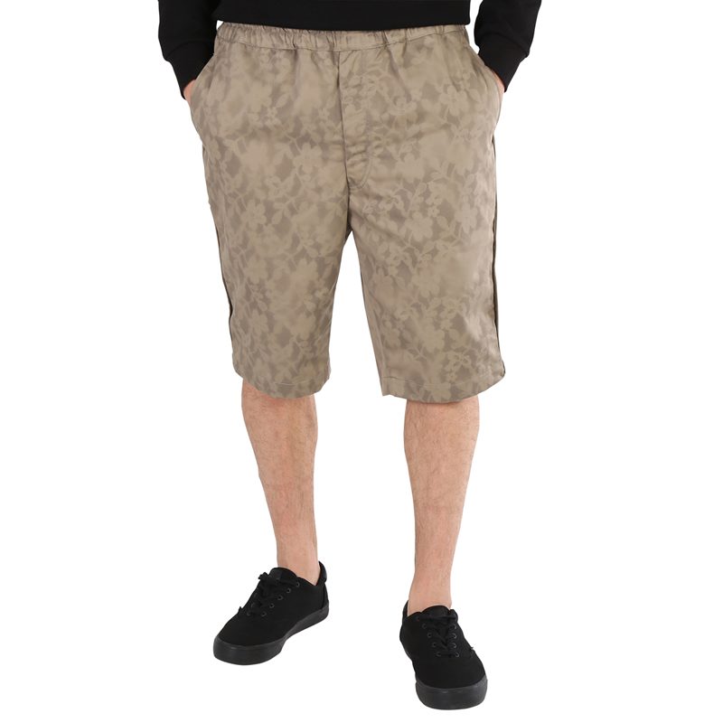 Comme Des Garcons Mens Khaki Elasticised Floral Print Shorts