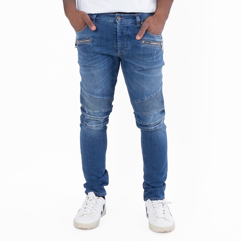Ribbed-Detail Skinny Jeans