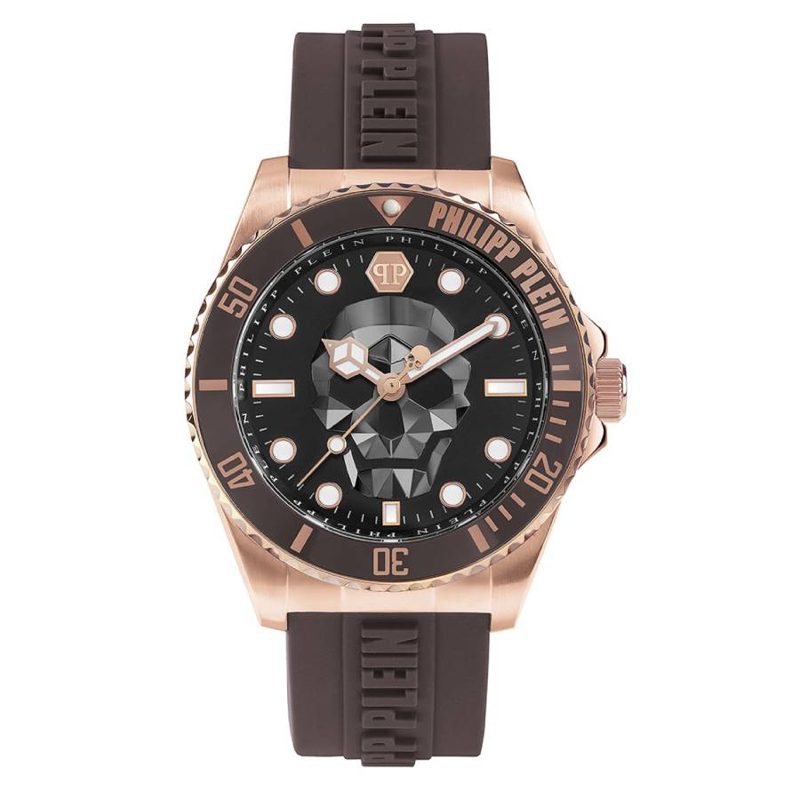 Philipp Plein The Skull Diver Quartz Black Dial Mens Watch PWOAA0322