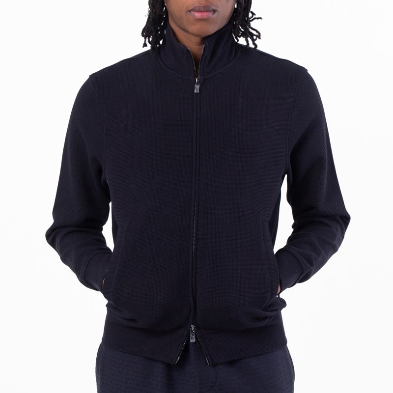 Emporio Armani Waffle Jersey Full-Zip Sweatshirt
