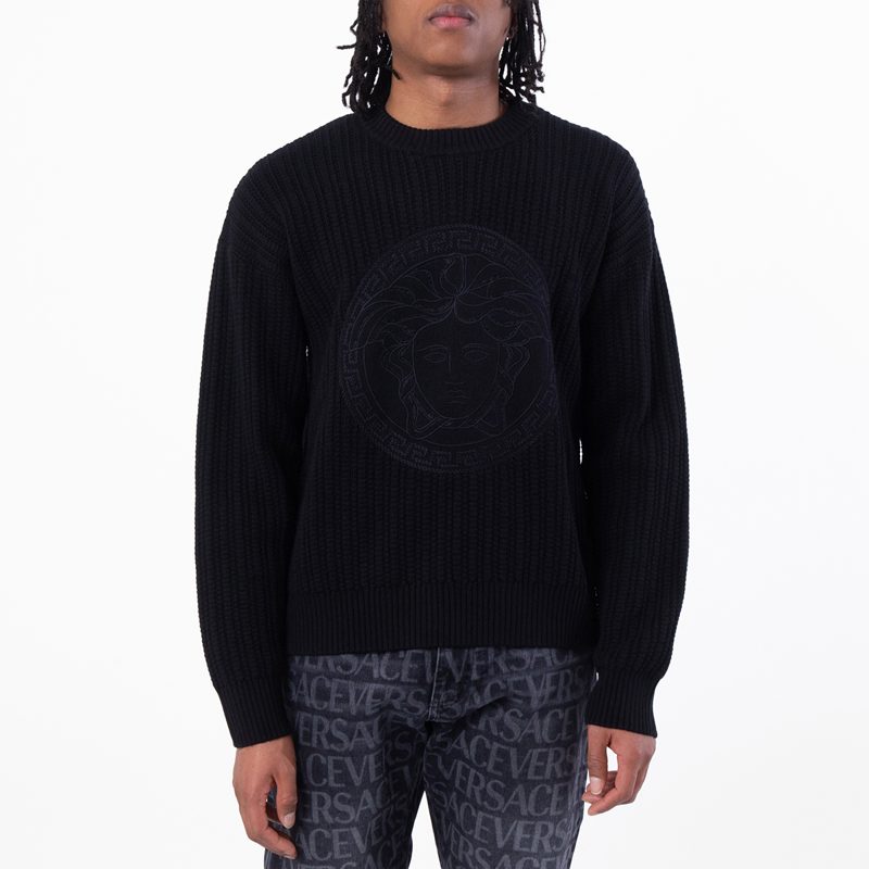 Cable Knit Medusa Embroidered Sweater