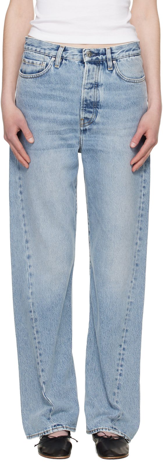TOTEME Blue Twisted Seam Full Length Jeans 261771F069000