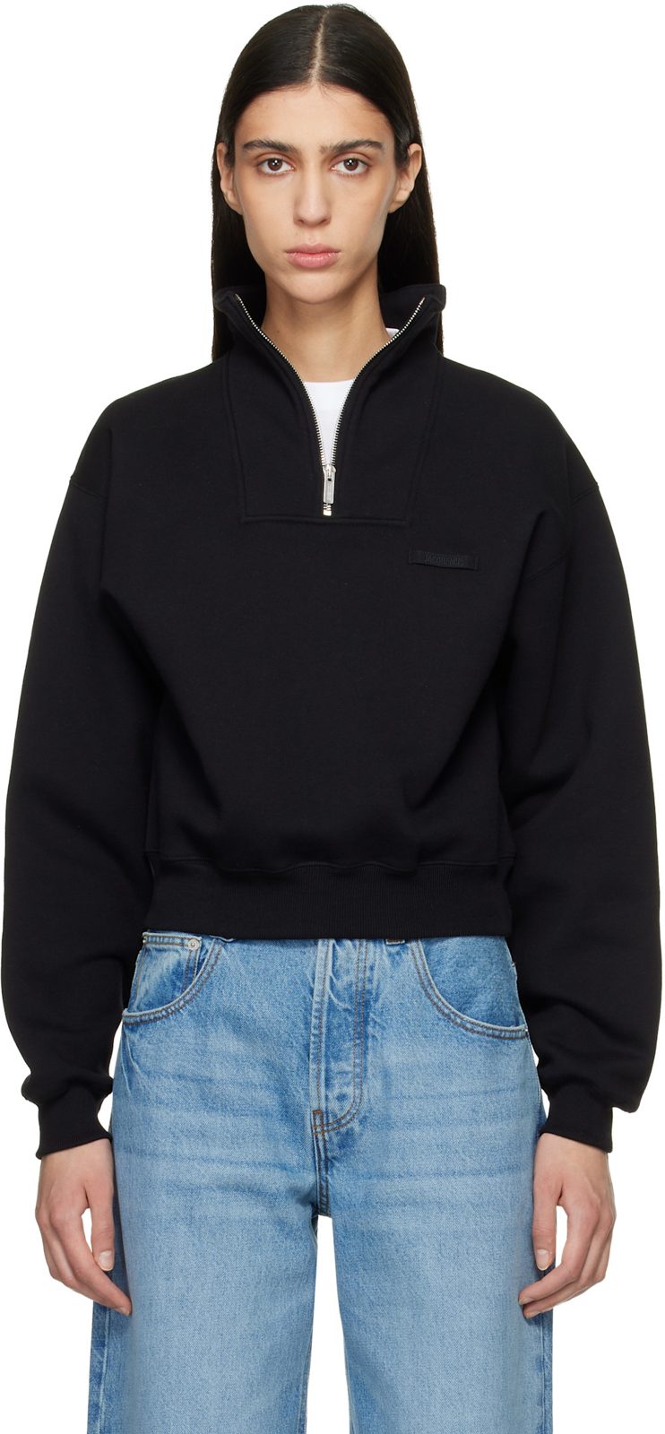 Black The Gros Grain zipped-rollneck Sweatshirt 261553F097000