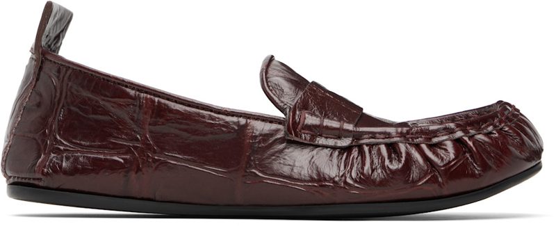 Burgundy Leather Saddle Loafers 261129F121001