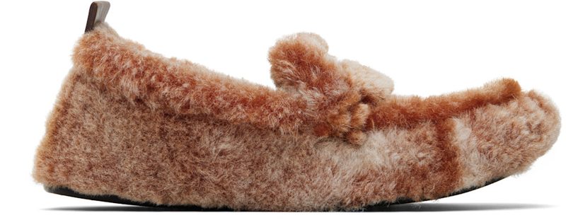 Orange Shearling Loafers 261129F121000