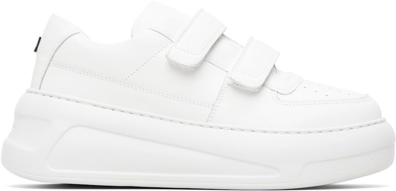 White Velcro Strap Platform Sneakers 261129M237005