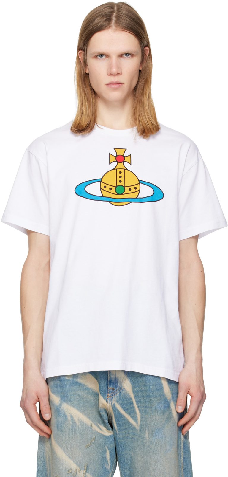 White Oversized Orb Classic T-shirt 261314M213032
