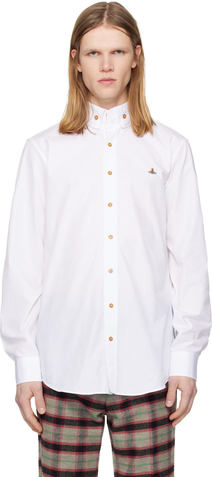 White Two Button Krall Shirt 261314M192016