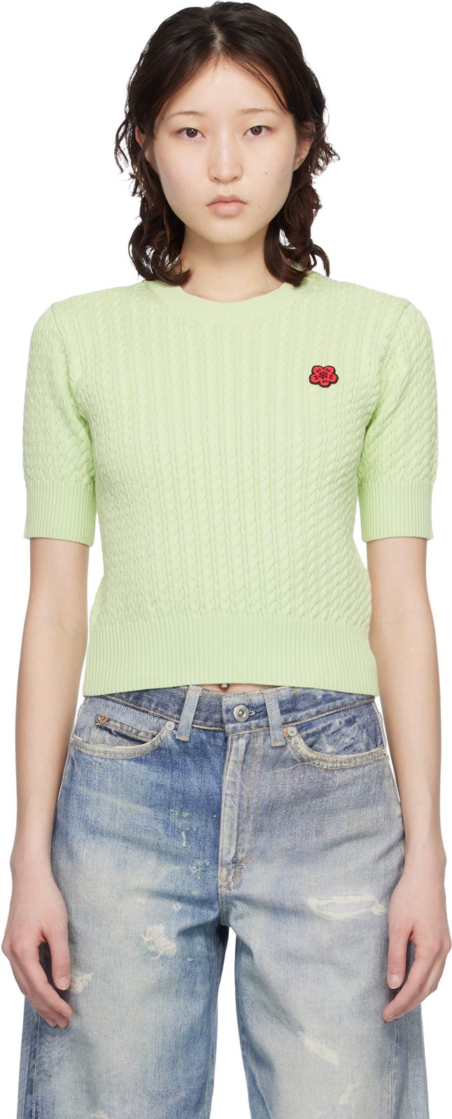 Green [겐조] Paris Boke Flower Short Sleeve T-shirt 261387F110012