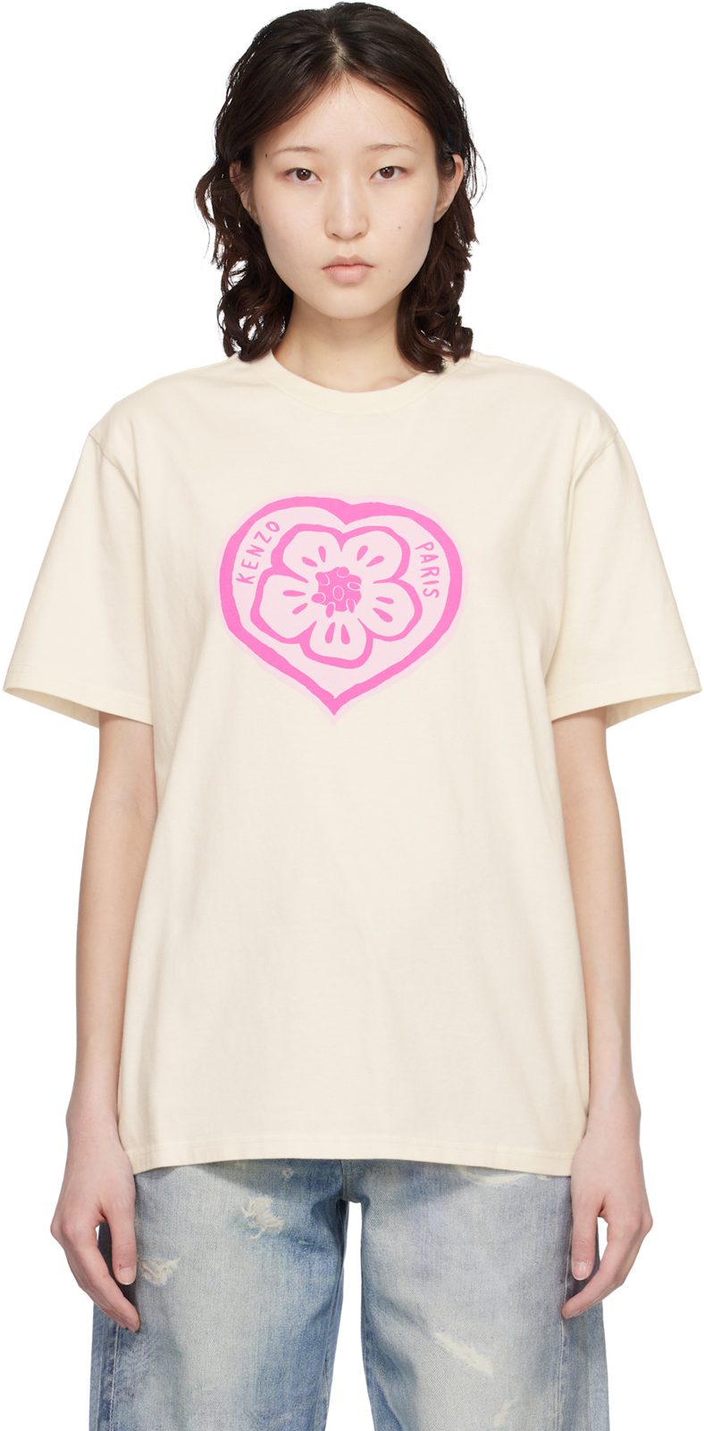겐조 Paris Boke Heart Loose T-shirt 261387F110003