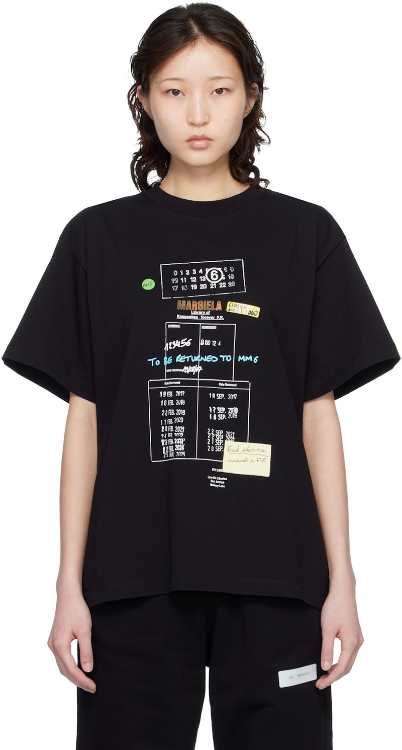 Black Library Stamp T-shirt 261188F110023