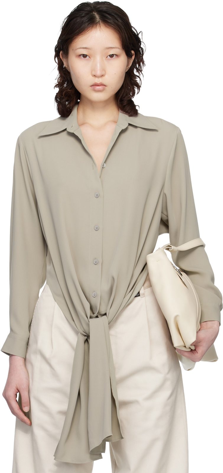 Taupe Dual-Wear Shirt 261188F109008