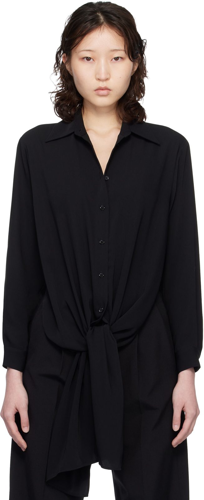 Black Dual-Wear Shirt 261188F109007
