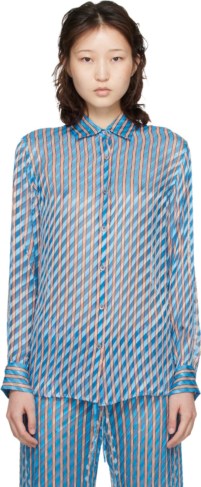 Blue Devore Shirt 261358F109004