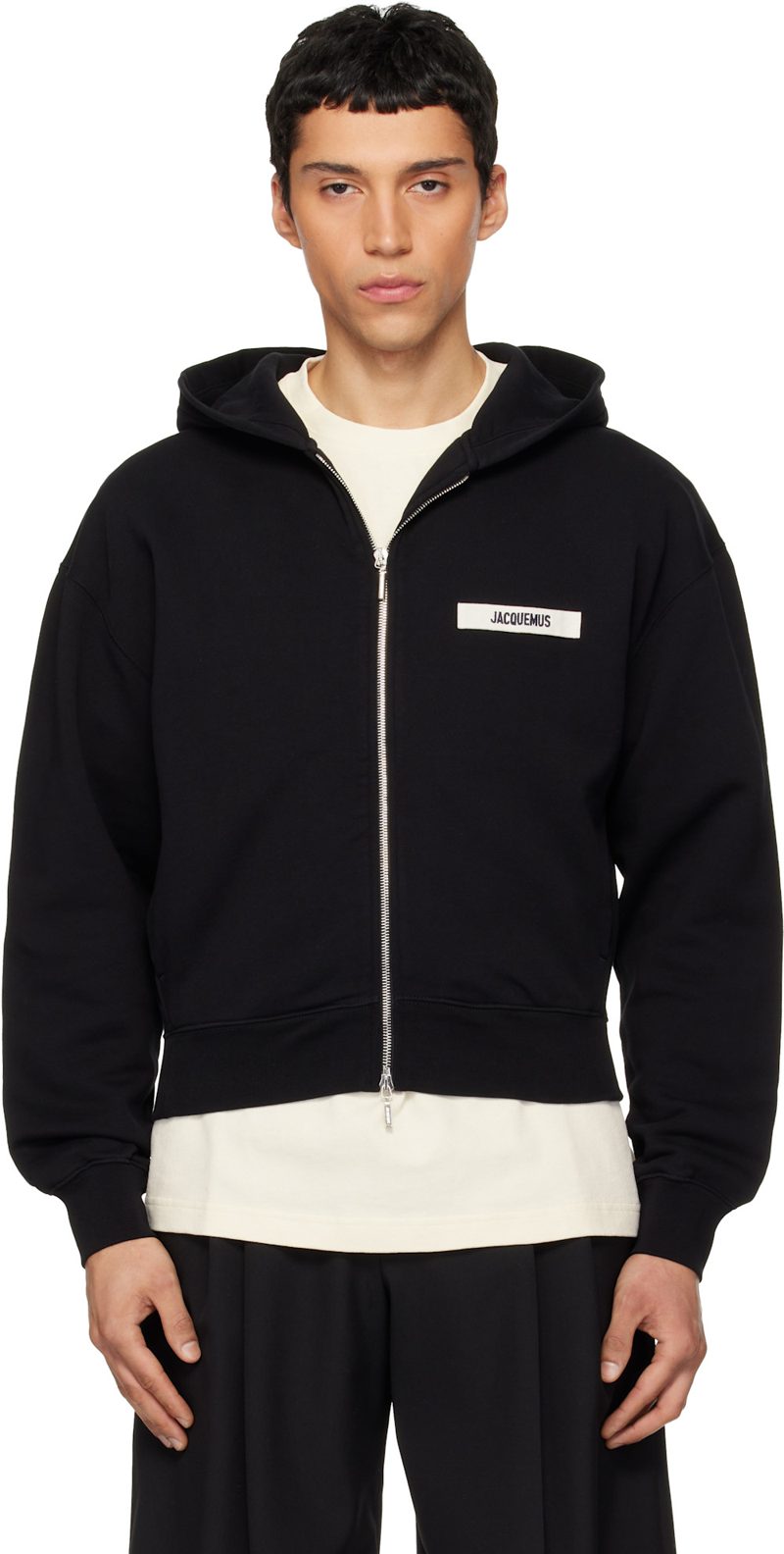 Black La Casa The Gros Grain zipped Hoodie 261553M202004