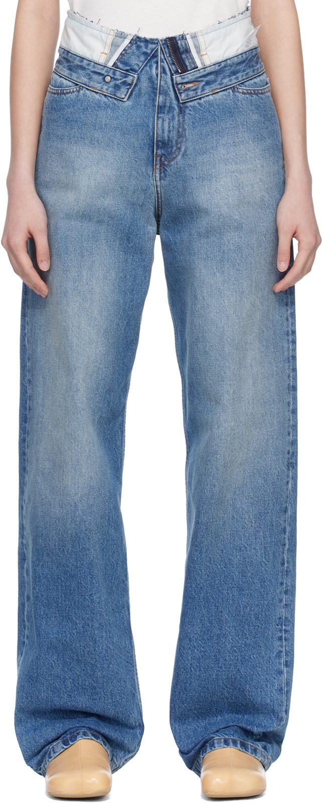 Blue Straight-Leg Jeans 261188F069001